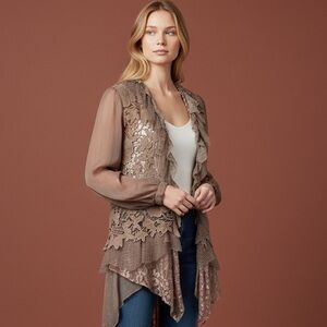 ❤️ Pretty Angel Fairy Grunge Y2K Ruffle Open Front Cardi